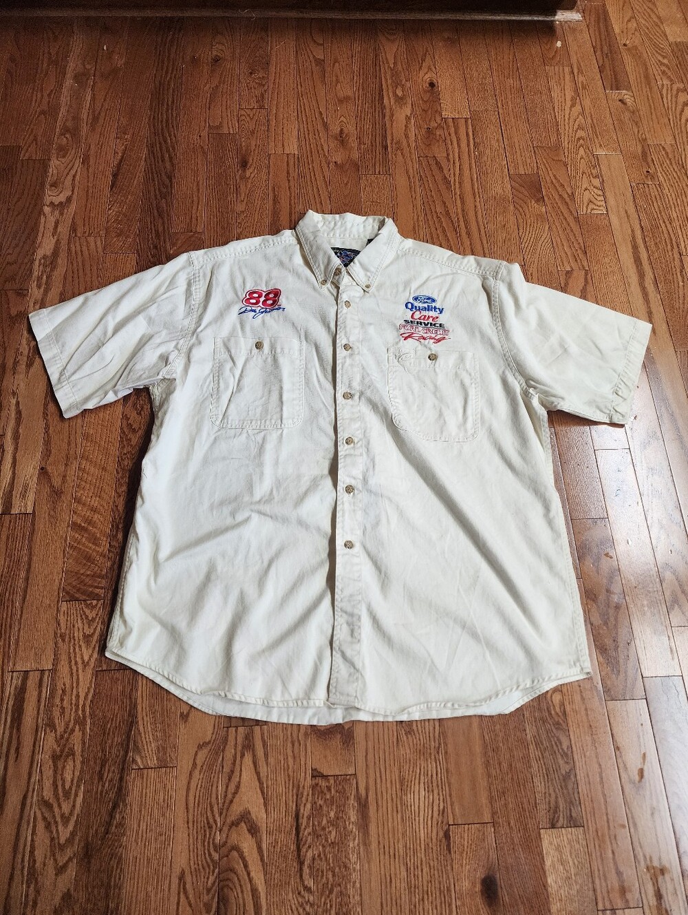 Nascar Dale Jarret Men's Short-Sleeve Embroidered Button Down